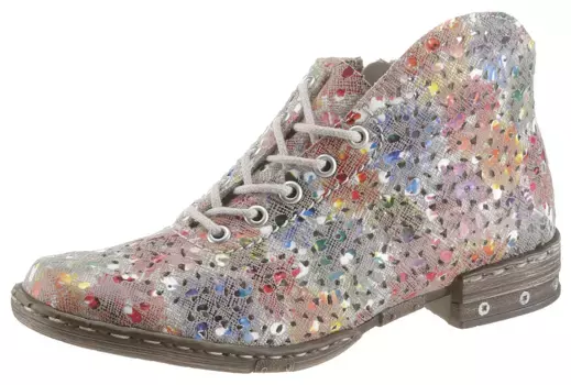 Ботинки Rieker на шнуровке, блочный каблук, туфли на шнуровке, ботильоны с великолепным лазерным вырезом, цвет Multi