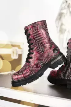 Ботинки Rieker на шнуровке, ботильоны, блочный каблук, с дополнительной внутренней молнией, цвет Rot Kombiniert