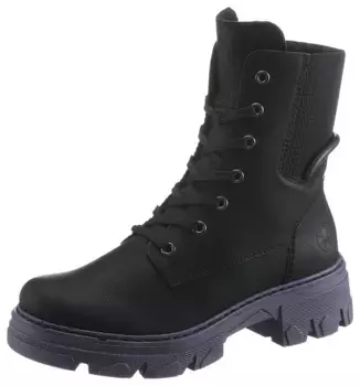 Ботинки Rieker на шнуровке, с фиолетовой подошвой, черный