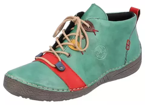 Ботинки Rieker на шнуровке с контрастными деталями, зеленый