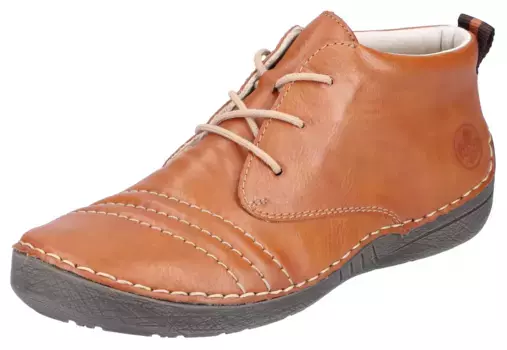 Ботинки Rieker на шнуровке с тонкими декоративными швами, цвет Cognac