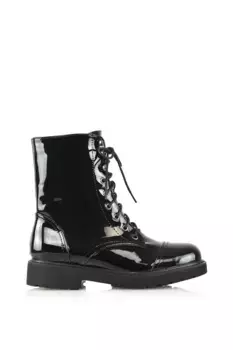 Ботинки 'River' на плоской подошве с молнией и шнуровкой в стиле милитари XY London, черный