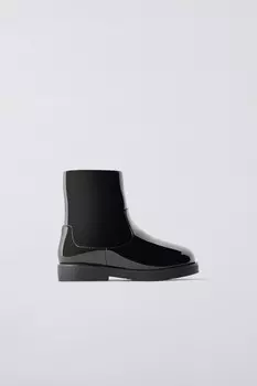 Ботинки с лакированной отделкой ZARA, черный