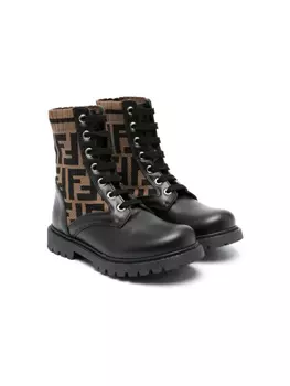 Ботинки с логотипом FF Fendi Kids, черный