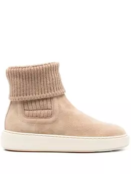 Ботинки с отделкой в рубчик Santoni, нейтральный цвет
