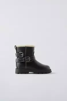 Ботинки с пряжкой на подкладке ZARA, черный