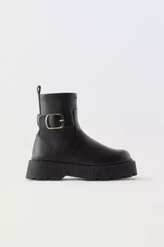 Ботинки с пряжкой ZARA, черный