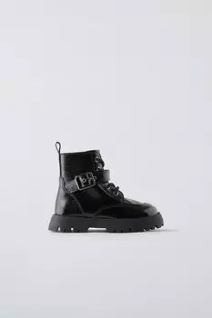 Ботинки с пряжкой ZARA, черный