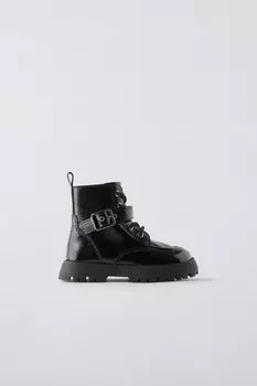 Ботинки с пряжкой ZARA, черный