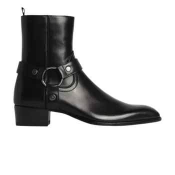 Ботинки Saint Laurent Wyatt 40mm Leather Harness Boot, черный