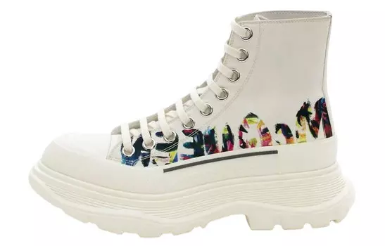 Ботинки Slick женские высокие белые Alexander Mcqueen