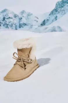 Ботинки со шнуровкой ZARA, бежевый