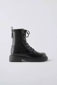 Ботинки со шнуровкой ZARA, черный