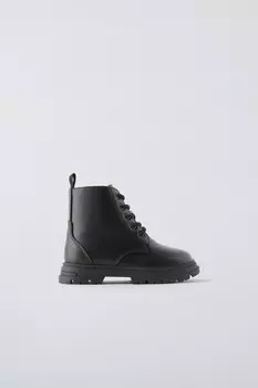 Ботинки со шнуровкой ZARA, черный