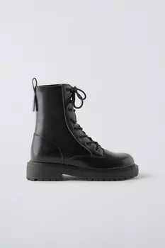 Ботинки со шнуровкой ZARA, черный