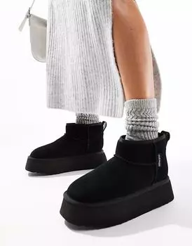 Ботинки Steve Madden Chaplin из натуральной замши с подкладкой из искусственного меха, черного цвета