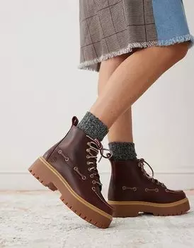 Ботинки Stone Street на шнуровке с 7 люверсами бордового цвета Timberland
