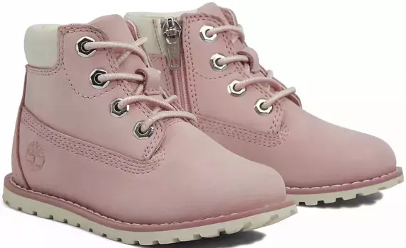 Ботинки Timberland на шнуровке "POKEY PINE MID LACE UP With ZIP BOOT", розовый