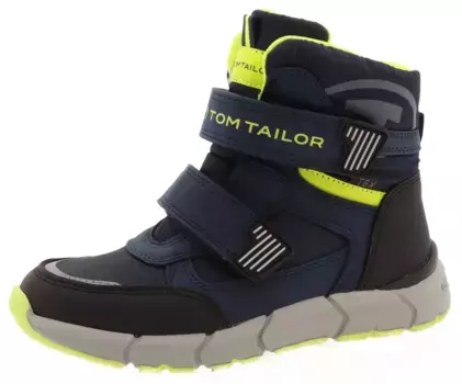 Ботинки TOM TAILOR на липучке с водоотталкивающей мембраной TEX, цвет Dunkelblau-Limone