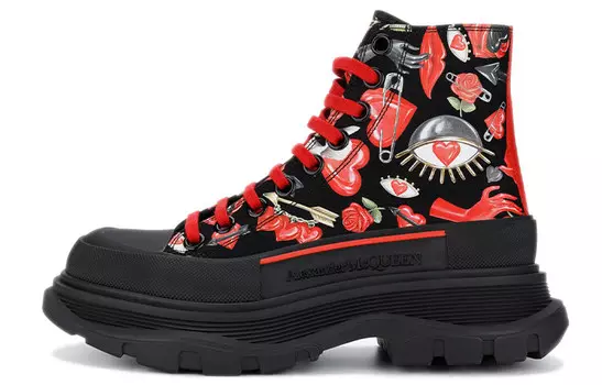 Ботинки Tread Slick Martin женские черные/красные/зеленые Alexander Mcqueen