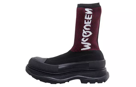 Ботинки Tread Slick Sock черные красные Alexander Mcqueen