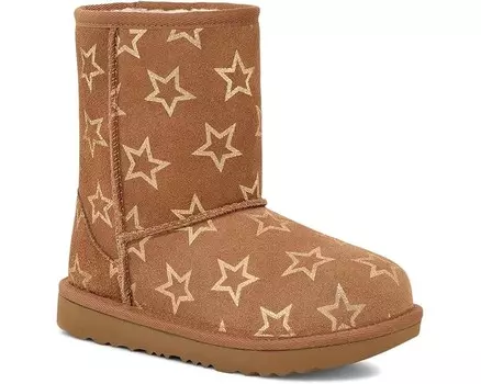 Ботинки UGG Kids Classic II Iridescent Stars, цвет Chestnut/Gold Iridescent
