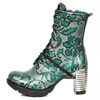 Ботинки унисекс серебристо-зеленые New Rock