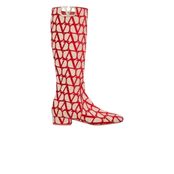 Ботинки Valentino Valentino Wmns V Logo Toile Iconographe Boot 'Beige Red', кремовый