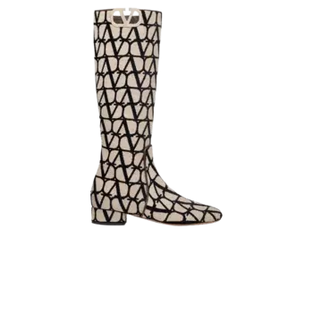 Ботинки Valentino Valentino Wmns V Logo Toile Iconographe Boot 'Beige Black', кремовый