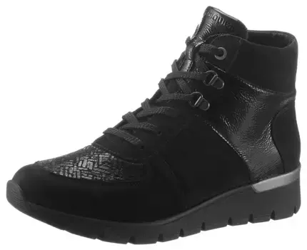 Ботинки Waldlufer на шнуровке "K-RAMONA-Soft", с ортопедическими элементами и шириной K (= очень широкие), черный