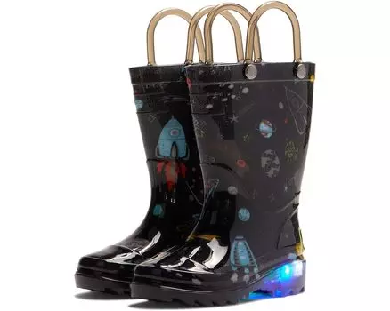 Ботинки Western Chief Space Adventure Lighted Waterproof Rain Boot, черный