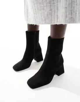 Ботинки Wide Fit Record smart средней высоты черного цвета ASOS DESIGN