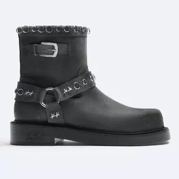 Ботинки Zara Leather Boots X Twojeys Limited Edition, черный/серый
