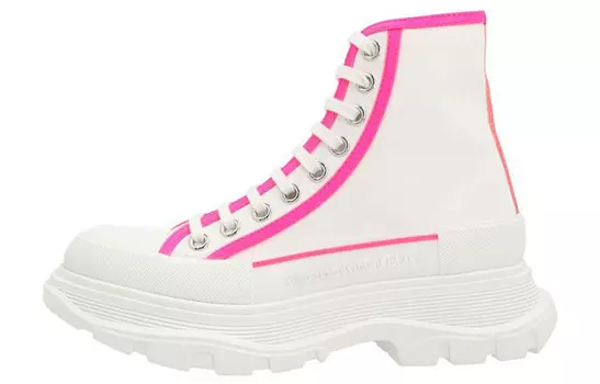 Ботинки женские Alexander Mcqueen Tread Slick на шнуровке, белый / розовый