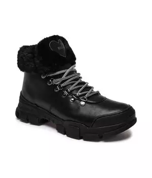 Ботинки женские Love Moschino с мехом на толстой подошве, черный