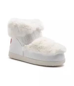 Ботинки женские Love Moschino утепленные зимние с мехом, белый