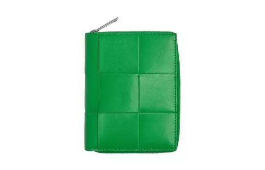 Bottega Veneta Большой мужской кошелек из коровьей кожи, зеленый