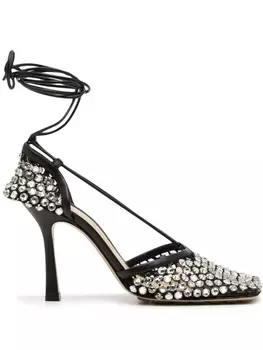 Bottega Veneta босоножки с кристаллами, черный