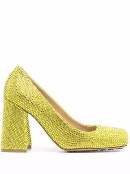 Bottega Veneta декорированные туфли с квадратным носком, желтый