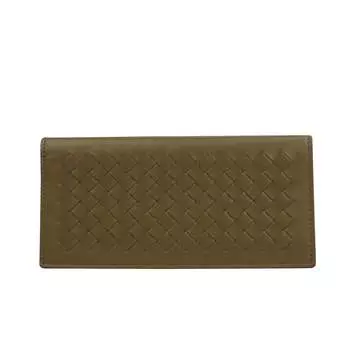 Bottega Veneta Длинный мужской плетеный кожаный кошелек двойного сложения, цвет Light Brown