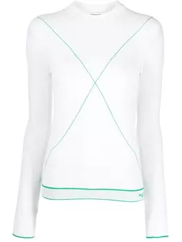 Bottega Veneta джемпер с контрастной строчкой и воротником-стойкой, белый