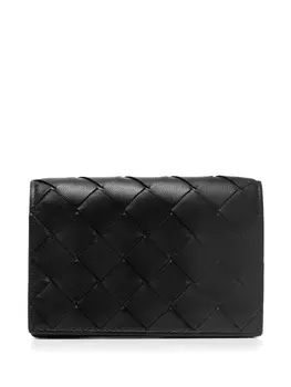 Bottega Veneta картхолдер с плетением Intrecciato, черный