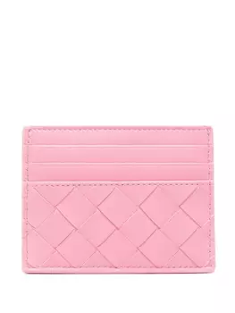 Bottega Veneta картхолдер с плетением Intrecciato, розовый