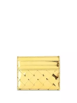 Bottega Veneta картхолдер с плетением Intrecciato, золотистый