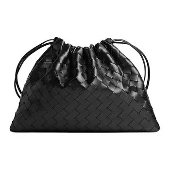 Bottega Veneta Клатч из коровьей кожи, женский, среднего размера, черный