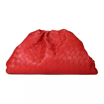 Bottega Veneta Клатч из овчины, женский, красный, маленький