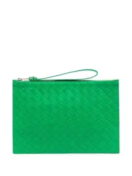 Bottega Veneta клатч с плетением Intrecciato, зеленый