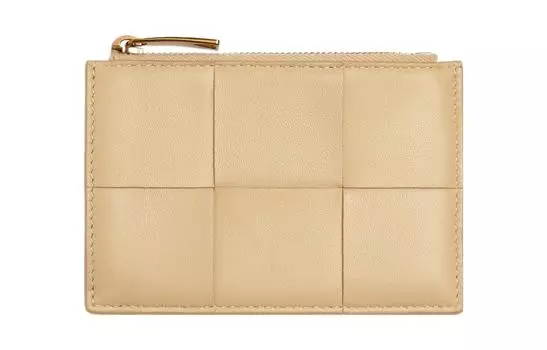 Bottega Veneta Кошелек-держатели для карт из овчины и коровьей кожи в стиле пэчворк, женские, бежевые