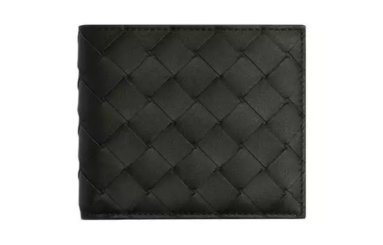 Bottega Veneta Кошелек из коровьей кожи Intrecciato, обычный, мужской, темно-зеленый и русалочий