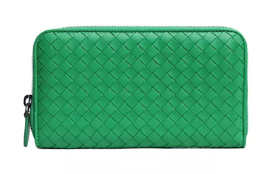 Bottega Veneta Кошелек из овчины Intrecciato унисекс, зеленый